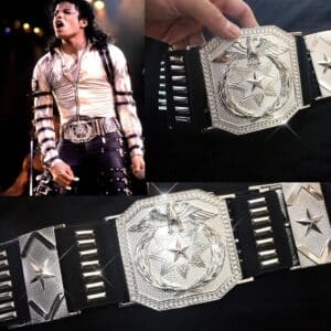 Ceinture Michael Jackson argentée Bad Tour