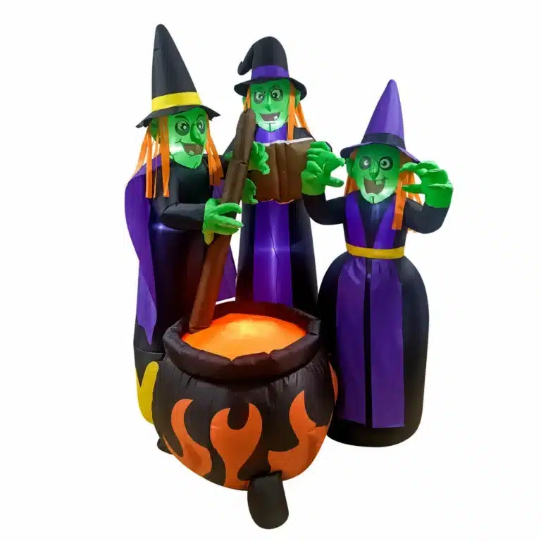 Décoration gonflable sorcières et chaudron lumineux