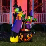 Décoration gonflable sorcières et chaudron lumineux