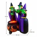 Décoration gonflable sorcières et chaudron lumineux