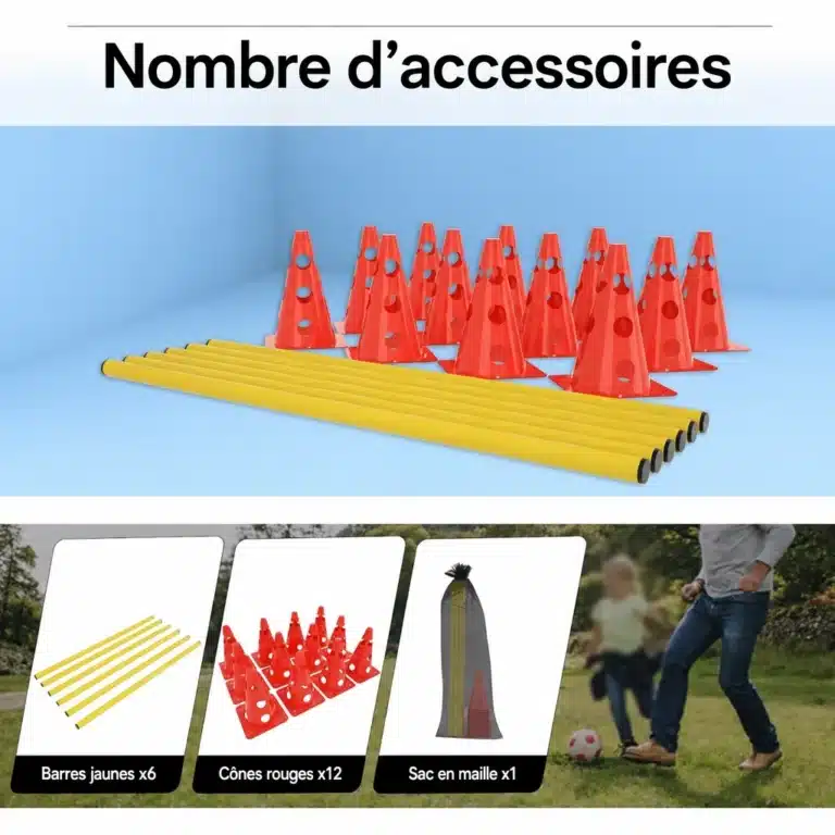Kit de cônes et barres pour parcours sportifs (lot de 12)